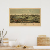 1876 Toledo, OH Birds Eye Panoramic Map Poster (Keuken)