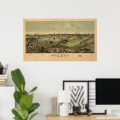 1876 Toledo, OH Birds Eye Panoramic Map Poster (Thuiskantoor)