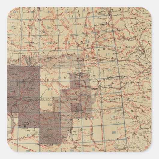 1876 Voortgangskaart van de Amerikaanse geografisc Vierkante Sticker (Voorkant)