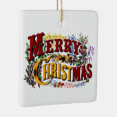 1876 Vrolijk Kerstfeest Dubbelzijdig Keramisch Ornament (Rechts)