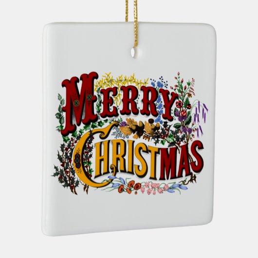 1876 Vrolijk Kerstfeest Dubbelzijdig Keramisch Ornament (Rechts)