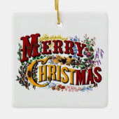 1876 Vrolijk Kerstfeest Dubbelzijdig Keramisch Ornament (Voorkant)