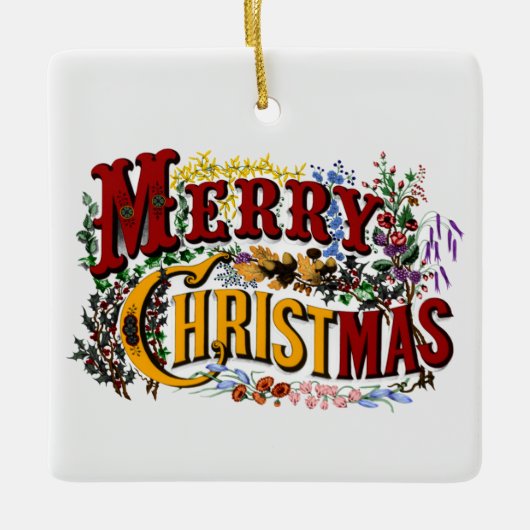 1876 Vrolijk Kerstfeest Dubbelzijdig Keramisch Ornament (Voorkant)