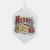 1876 Vrolijk kerstfeest Glas Ornament (Voorkant links)