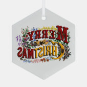 1876 Vrolijk kerstfeest Glas Ornament (Achterkant)