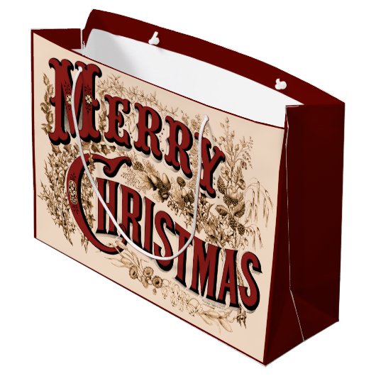 1876 vrolijk kerstfeest goud groot cadeauzakje (Achterkant Gekanteld)