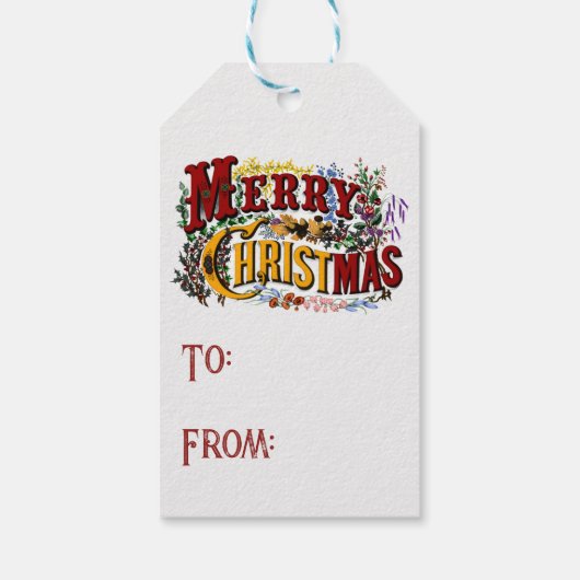 1876 Vrolijk Kerstfeest Kleurrijk Cadeaulabel (Achterkant)