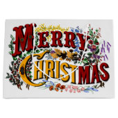 1876 Vrolijk Kerstfeest Kleurrijk Groot Cadeauzakje (Voorkant)