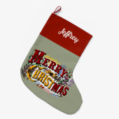 1876 Vrolijk Kerstfeest Kleurrijk Grote Kerstsok (Voorkant (Hangend))