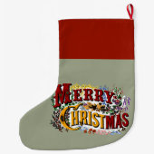 1876 Vrolijk Kerstfeest Kleurrijk Grote Kerstsok (Achterkant)