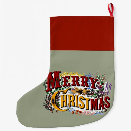 1876 Vrolijk Kerstfeest Kleurrijk Grote Kerstsok (Achterkant)