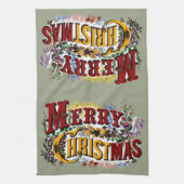 1876 Vrolijk kerstfeest Theedoek (Verticaal)