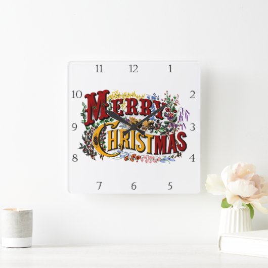 1876 Vrolijk kerstfeest Vierkante Klok (Huis)