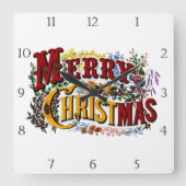 1876 Vrolijk kerstfeest Vierkante Klok (Voorkant)