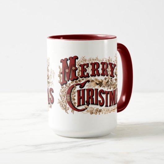 1876 Vrolijk Kerstgoud Mok (Voorkant rechts)