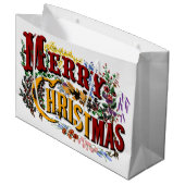 1876 vrolijk Kerstmis Kleurrijk Groot Cadeauzakje (Voorkant Gekanteld)