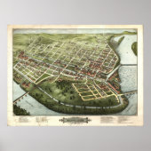 1877 Holyoke, MA Birds Eye Uitzicht Panoramic Map Poster (Voorkant)