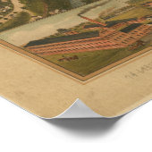 1877 Naugatuck CT Birds Eye Uitzicht Panoramic Map Poster (Hoek)