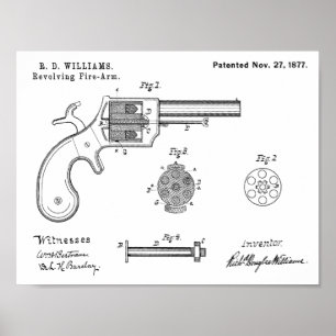 1877 Pistool Revolver Patent Art Drawing Print