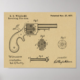 1877 Pistool Revolver Patent Art Drawing Print