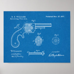 1877 Pistool Revolver Patent Art Drawing Print