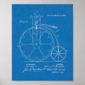 1878 High Wheeler Bicycle Design Patent Art Print (Voorkant)