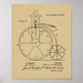 1878  High Wheeler Bicycle Patent Art Print (Voorkant)