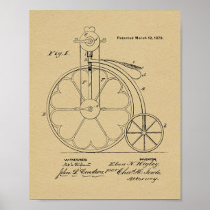 1878  High Wheeler Bicycle Patent Art Print