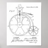 1878  High Wheeler Bicycle Patent Art Print (Voorkant)