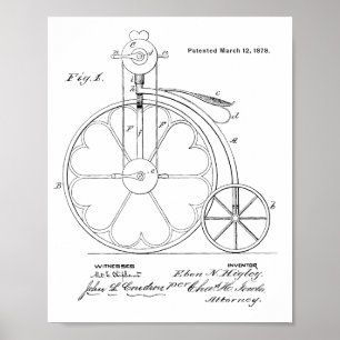 1878  High Wheeler Bicycle Patent Art Print