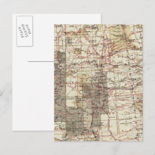 1878 Progress Map of The US Geographical Surveys Briefkaart (Voorkant / Achterkant)