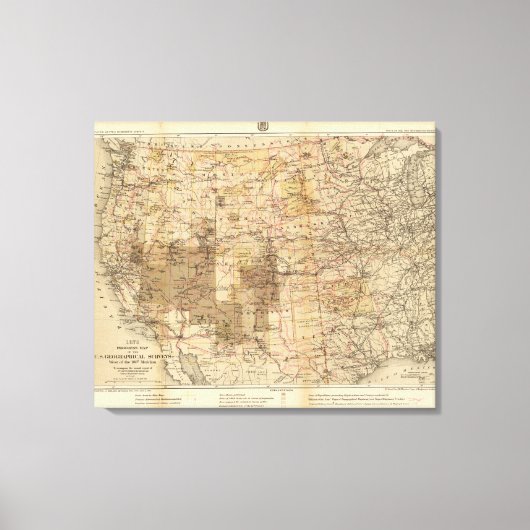 1878 Progress Map of The US Geographical Surveys Canvas Afdruk (Voorkant)