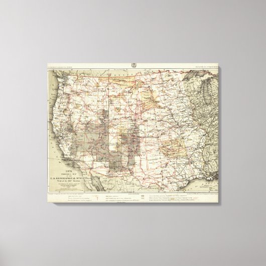 1878 Progress Map of The US Geographical Surveys Canvas Afdruk (Voorkant)