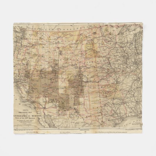 1878 Voortgangskaart van de Amerikaanse geografisc Fleece Deken (Voorkant (Horizontaal))