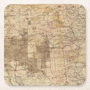 1878 Voortgangskaart van de Amerikaanse geografisc Kartonnen Onderzetters