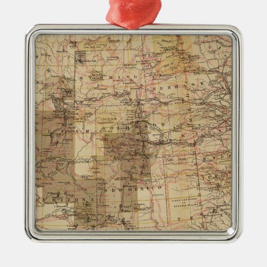 1878 Voortgangskaart van de Amerikaanse geografisc Metalen Ornament (Voorkant)