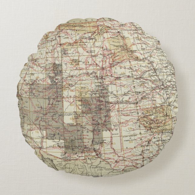 1878 Voortgangskaart van de Amerikaanse geografisc Rond Kussen (Voorkant)