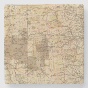 1878 Voortgangskaart van de Amerikaanse geografisc Stenen Onderzetter