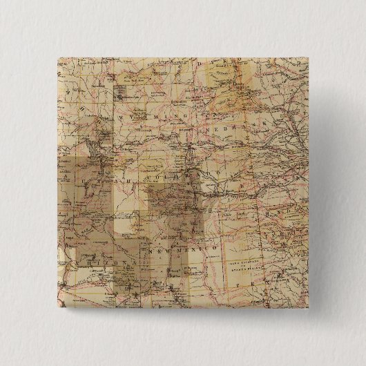 1878 Voortgangskaart van de Amerikaanse geografisc Vierkante Button 5,1 Cm (Voorkant)