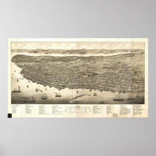1879 Halifax, Nova Scotia Bird's Eye Panoramic Map Poster (Voorkant)