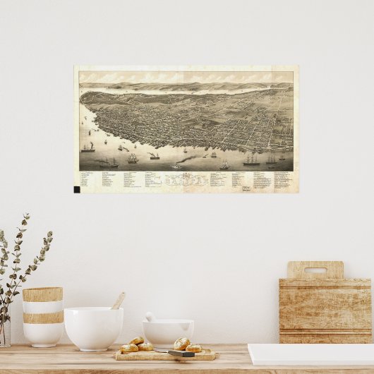 1879 Halifax, Nova Scotia Bird's Eye Panoramic Map Poster (Keuken)