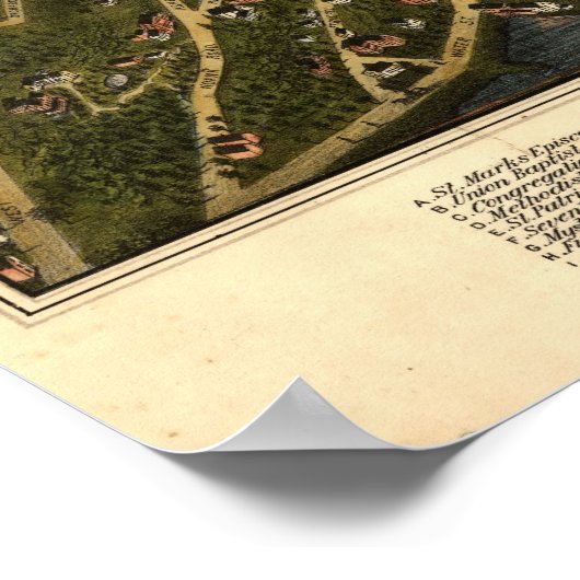 1879 Mystic River & Bridge CT Panoramic Map Poster (Hoek)