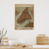 1879 New York City NY Birds Eye Uitzicht Panoramic Poster (Keuken)