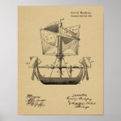 1879 Tekening van vliegtuigpatenten aan boord van  Poster (Voorkant)