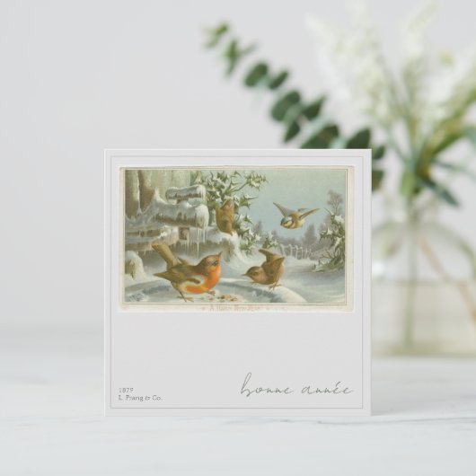 1879 Vintage Nieuwjaarskaart Feestdagenkaart (Staand voorkant)