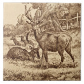 1879 William Wise Animal Series Deer Tile Repro Tegeltje (Voorkant)