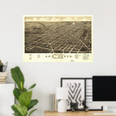 1880 Ann Arbor, MI Birds Eye Uitzicht Panorama Poster (Thuiskantoor)