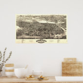 1880 Boston, MA Birds Eye Uitzicht Panoramic Map Poster (Keuken)