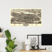 1880 Boston, MA Birds Eye Uitzicht Panoramic Map Poster (Thuiskantoor)