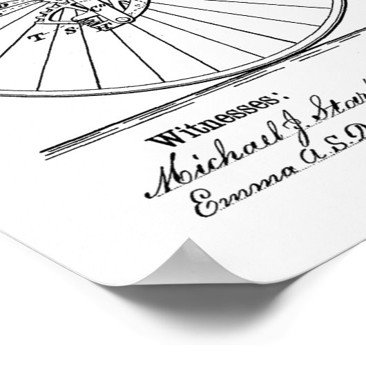 1880  High Wheeler Bicycle Patent Art Print (Hoek)